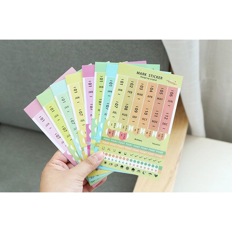 sticker đánh dấu thứ ngày tháng - trang trí sổ tay, sổ nhật ký