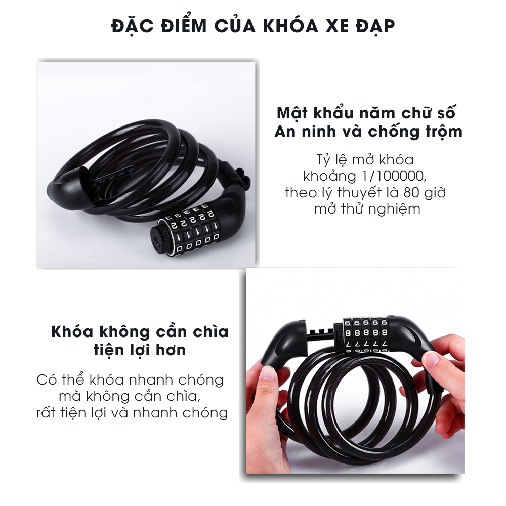 Khóa Xe Đạp, Xe Máy 5 Số Chống Trộm