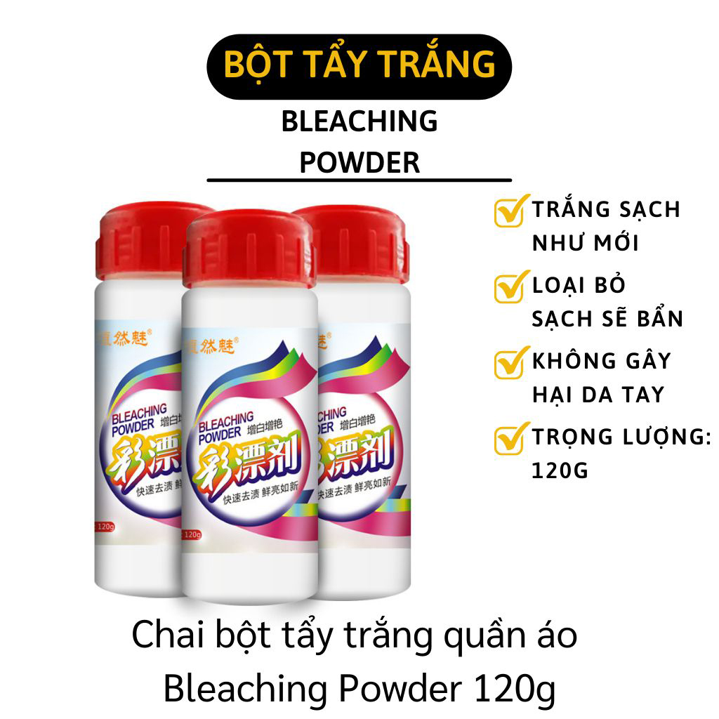 Chai Bột Tẩy Trắng Quần Áo Đa Năng Bleaching Powder 120G