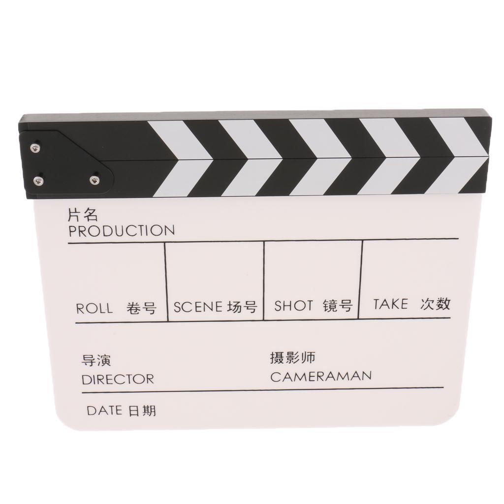 30*25cm Director Film Movie Slateboard Clapper Board Cut Action Scene, White