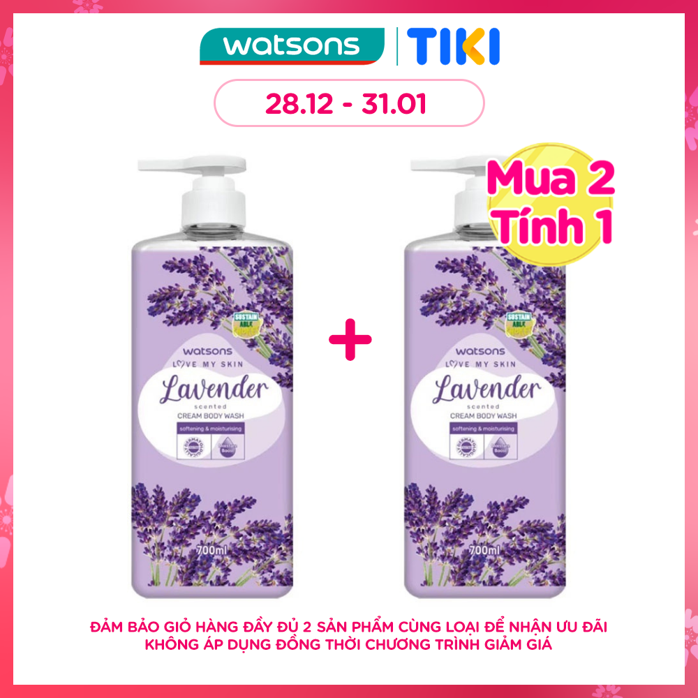 Kem Tắm Watsons Love My Skin Lavender Scented Cream Body Wash 700ml