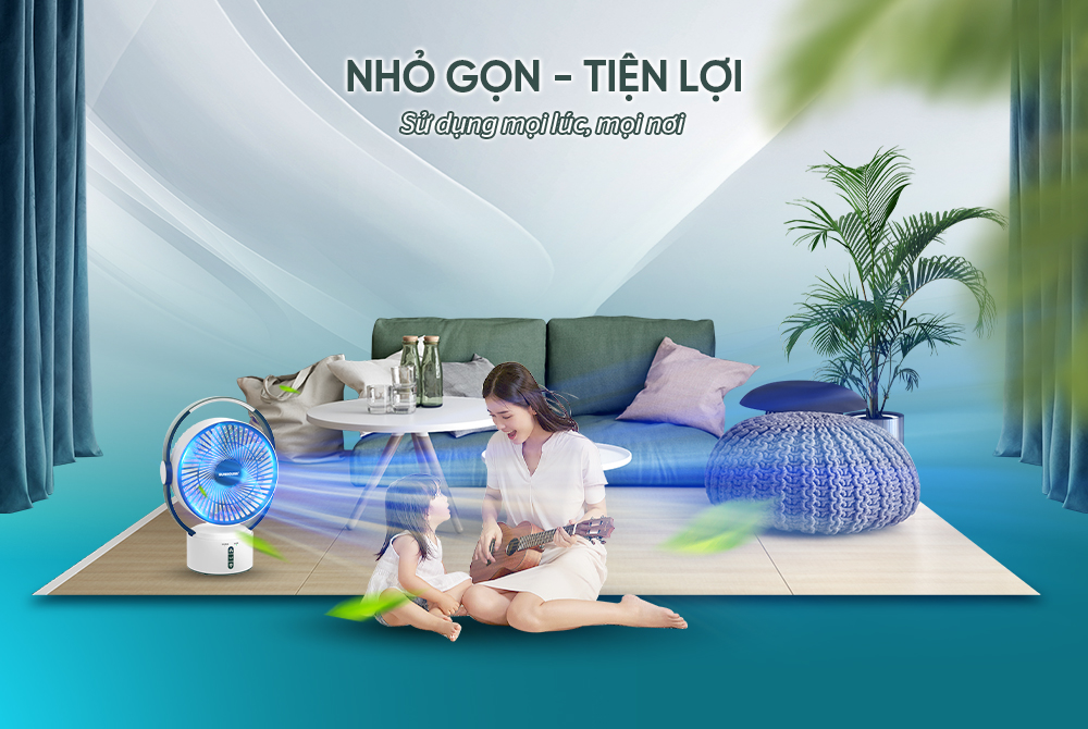 Quạt tích điện Sunhouse SHD7228, Quạt sạc điện SHD7223, SHD7116, SHD7115, Hàng chính hãng, Bảo hành 12 tháng