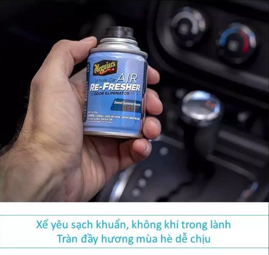 Meguiar's Xịt khử mùi, diệt khuẩn nội thất xe hơi Hương mùa hè - Air Refesher - Summer Breeze Scent - G16602, 57 g