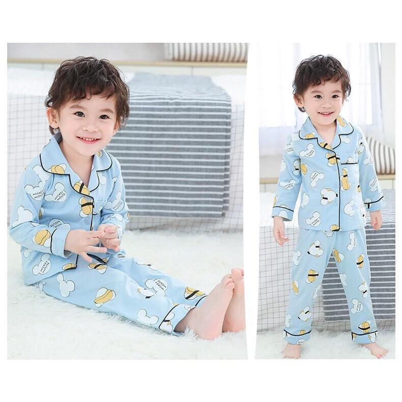 Bộ pizama mickey bé gái bé trai thun cotton xinh mát hàng vnxk