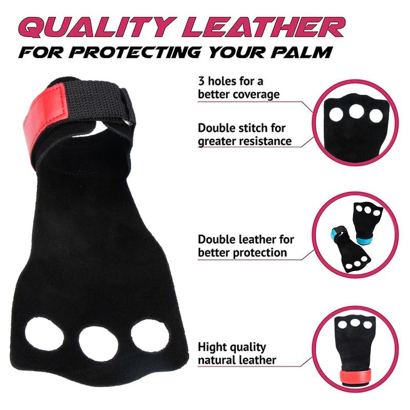 Leather Gymnastic Hand Grips Crossfit Weightlifting Workout Gym Gloves Palm Protection Wrist Wrap Fitness Training Hand Blisters