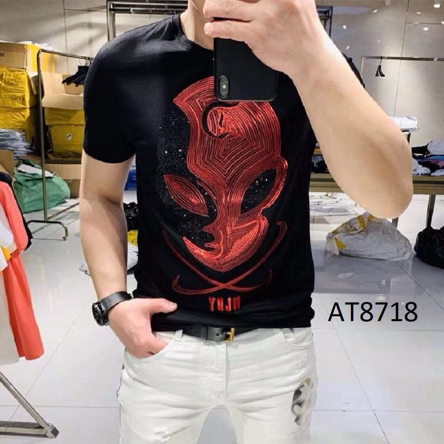 Áo thun nam hoạ tiết đặc biệt AT8718,áo thun họa tiết in nhũ,form body chuẩn hàn quốc không xù,không phai màu,