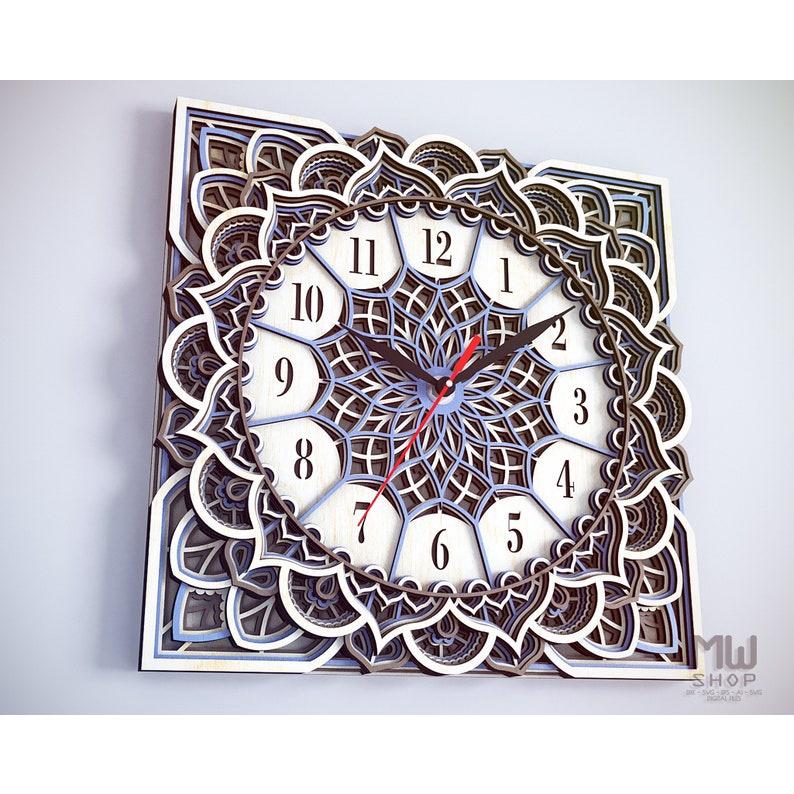 Đồng hồ trang trí kiểu mandala mẫu 12
