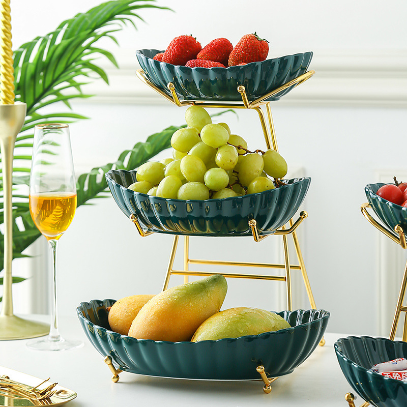 Khay Hoa Quả, Kệ Để Bánh Kẹo 3 Tầng Phong Cách Châu Cao Cấp DECOR LUXURY - Hàng Nhập Khẩu