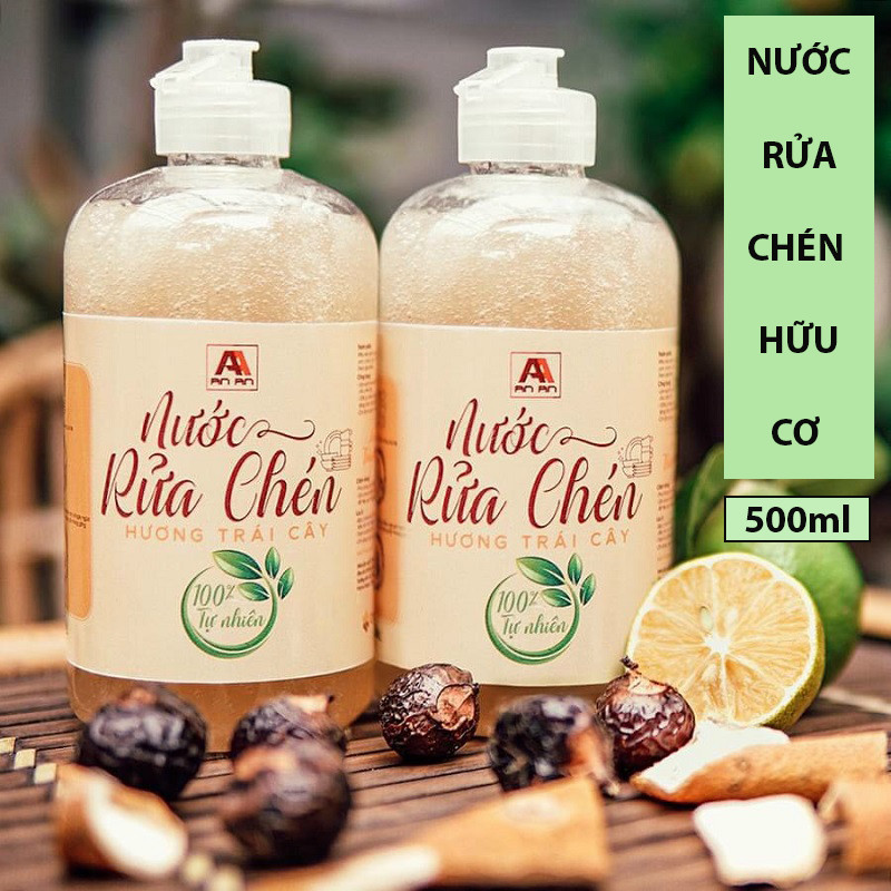 Nước Rửa Chén Hữu Cơ /Organic/ Hương Dứa An An ( 500ml), Không Chất Tẩy Rửa, An Toàn Cho Da. Bát Đĩa Sạch Bong