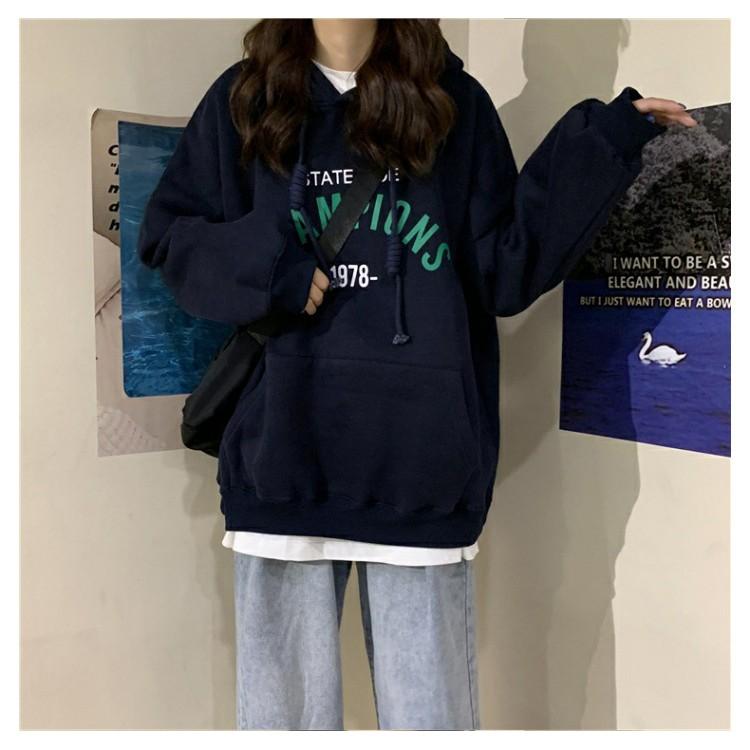 Áo hoodies form rộng phong cách Hàn Quốc