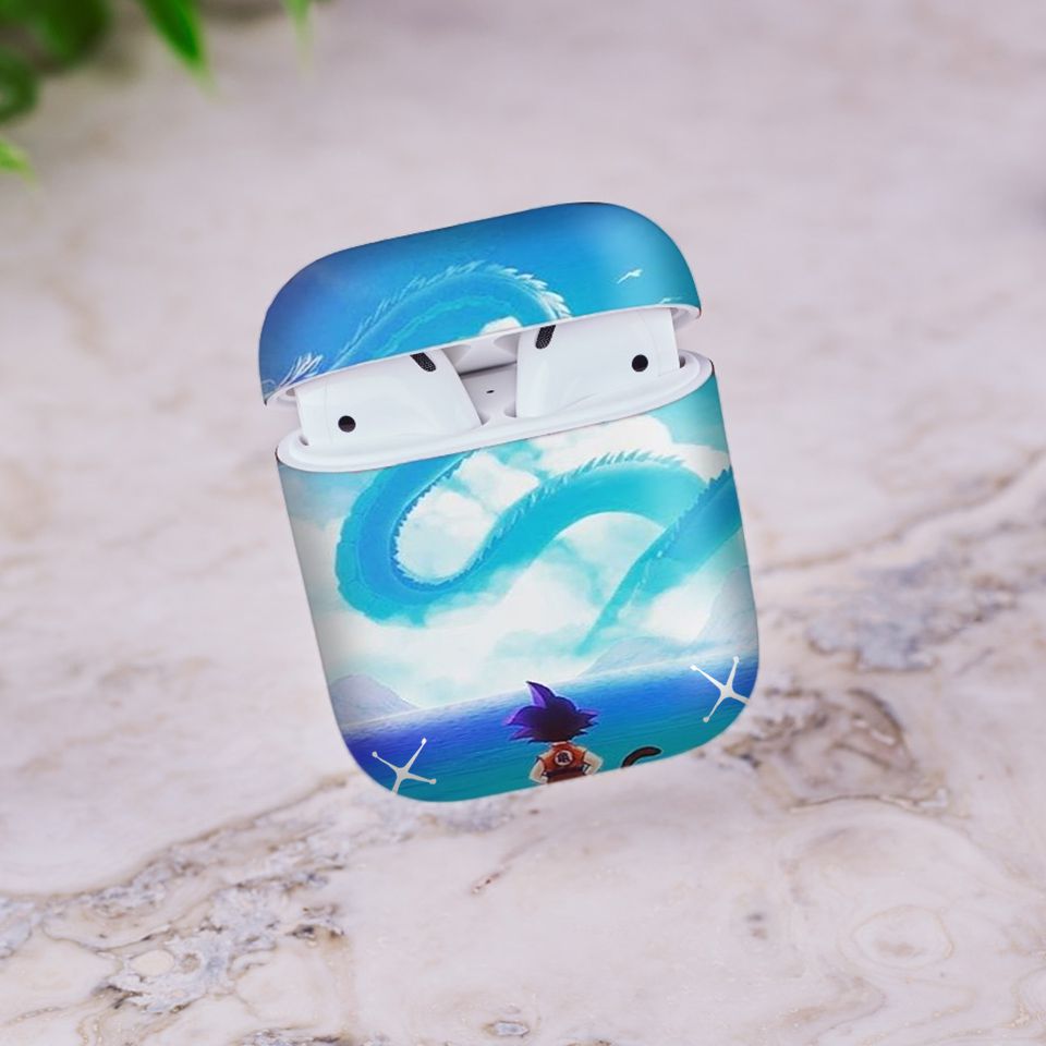 Miếng dán skin chống bẩn cho tai nghe AirPods in hình Songoku Dragon Ball - 7vnr009 (bản không dây 1 và 2