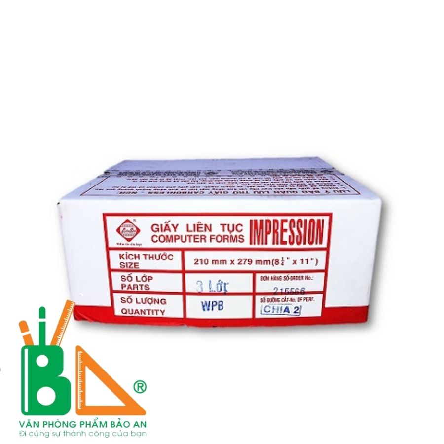 Giấy in liên tục 3 liên khổ 210 chia 2 (khổ A5)