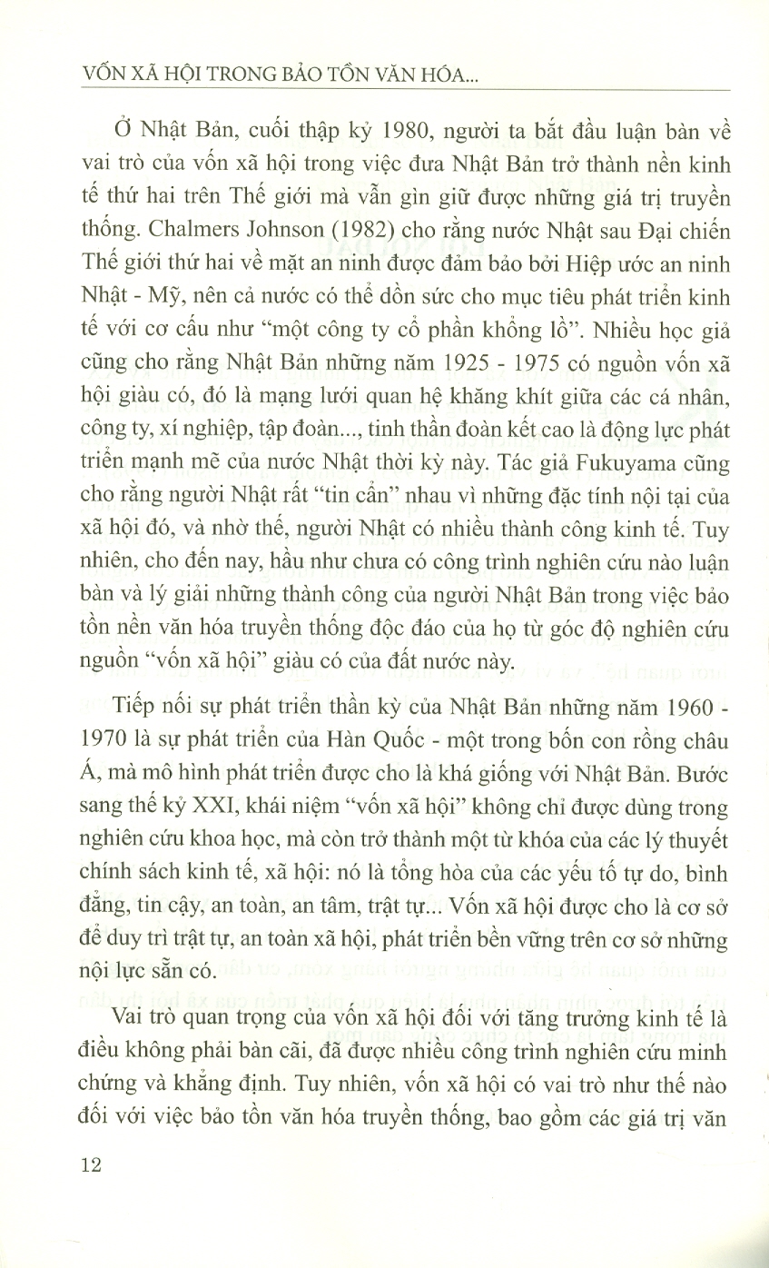 Vốn Xã Hội Trong Bảo Tồn Văn Hóa Truyền Thống ở Nhật Bản Và Quốc - Kinh Nghiệm Đối Với Việt Nam
