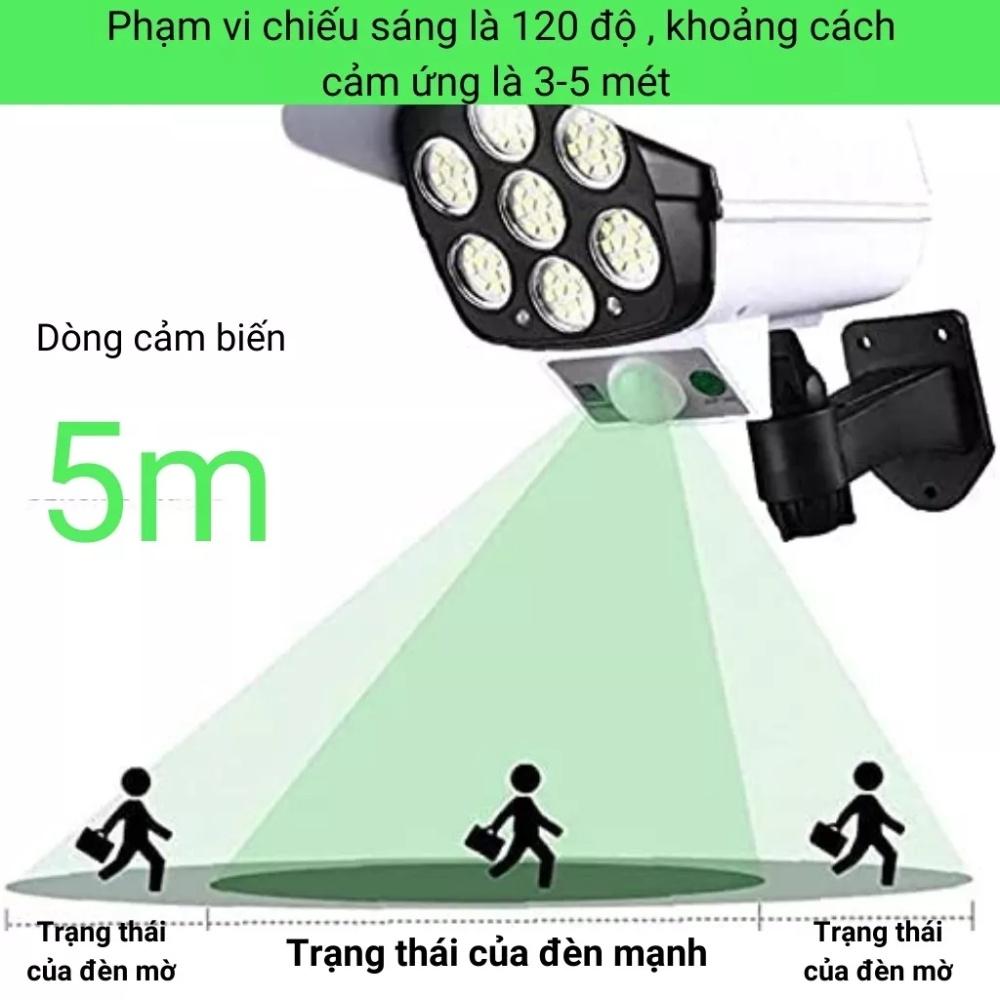 Đèn năng lượng mặt trời giả camera thông minh, cảm biến chuyển động tắt bật khi có chuyển động, kèm điều khiển từ xa