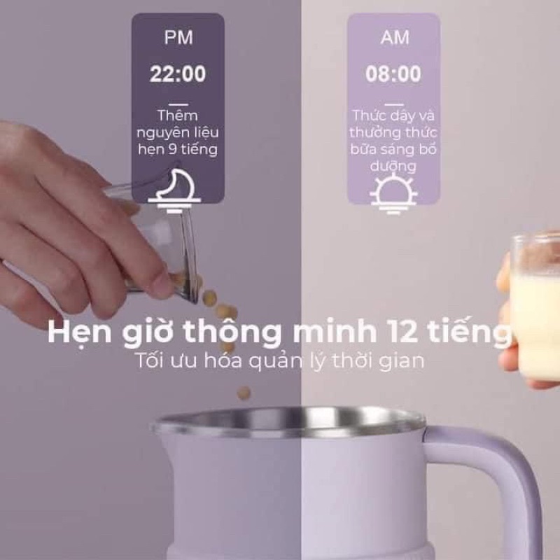 Máy Làm Sữa Hạt, Máy Nấu Sữa Hạt 800ml, 8 Chức Năng Xay Nấu Tiện Lợi, 600W Vân Phương Shop - Hàng Chính Hãng