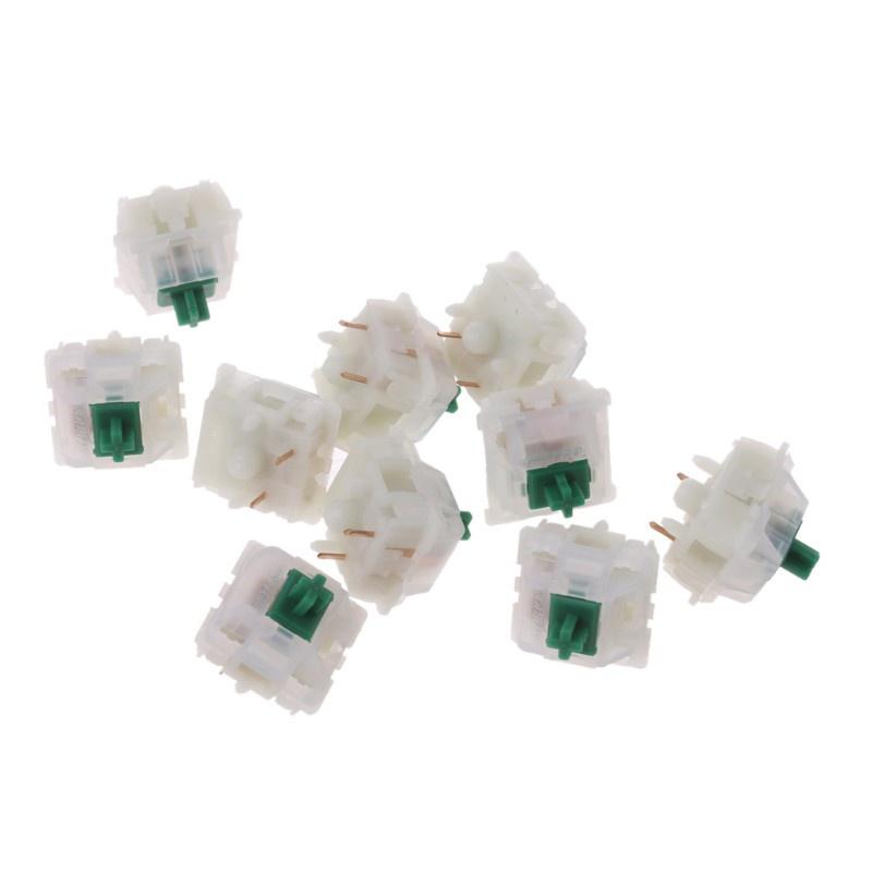 HSV 10Pcs Gateron Switche 5Pin Milky Green Switch Mechanical Keyboard Gateron MX Switch Transparent Case fit GK61 GK64 GH60