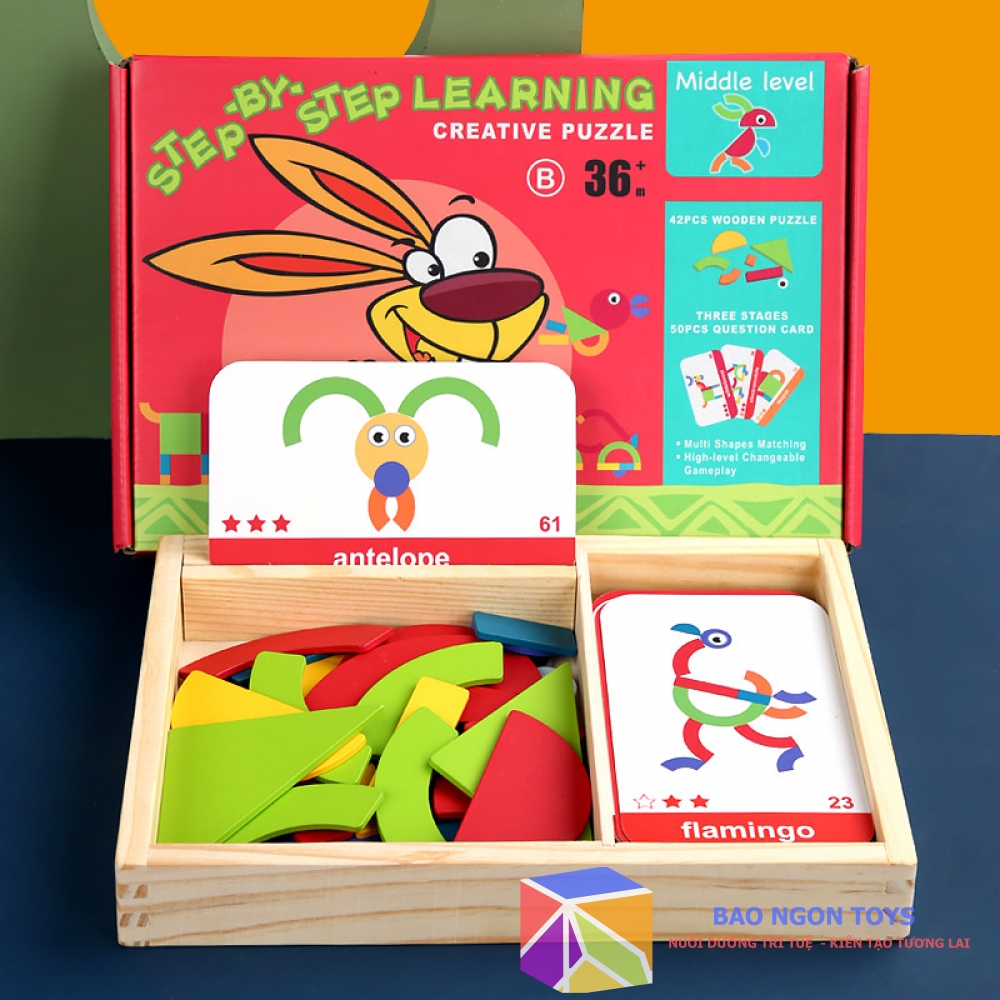 ĐỒ CHƠI XẾP HÌNH TANGRAM ĐỘNG VẬT GIÚP BÉ PHÁT TRIỂN TRÍ THÔNG MINH HÌNH HỌC - MONTESSORI GEOMETRY PUZZLE