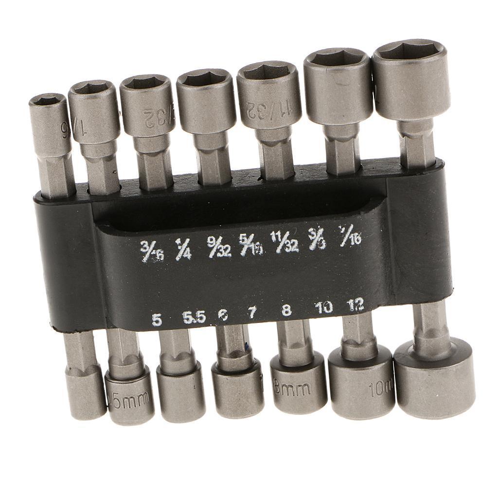14Pcs 1/4''Hex Socket Bits Adapter Drill Nut Driver Power Extension Wrench