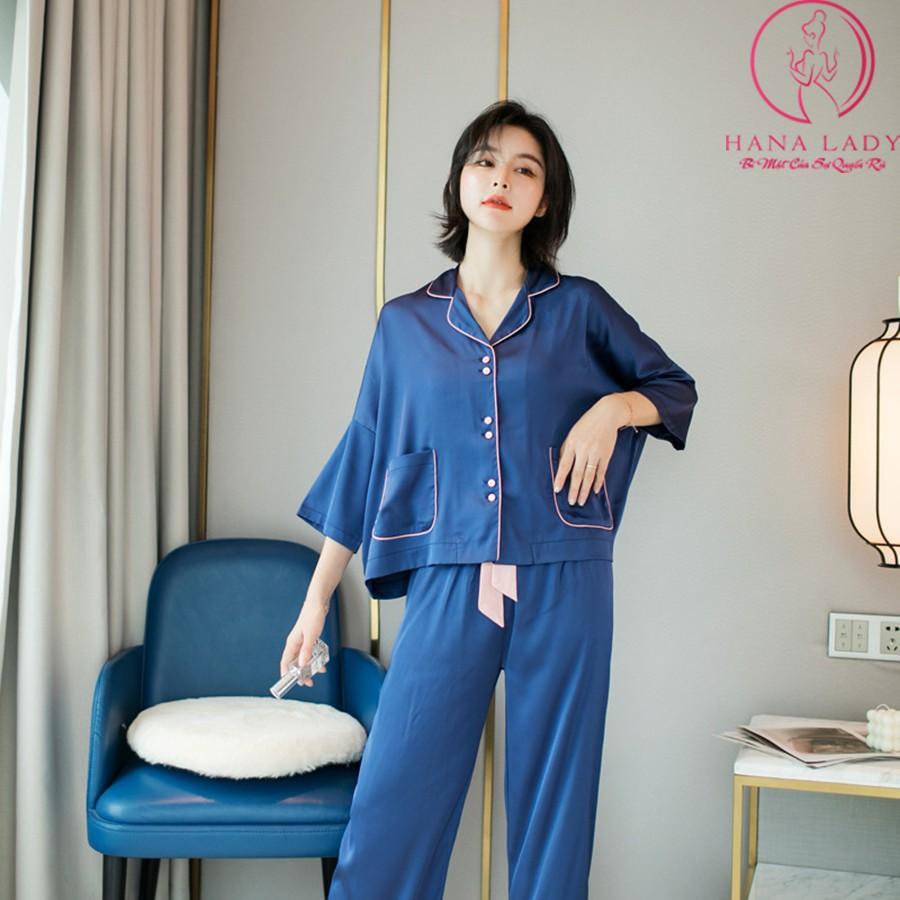 Đồ ngủ, đồ bộ nữ pijama lụa cao cấp cánh dơi trơn sang chảnh PJ470