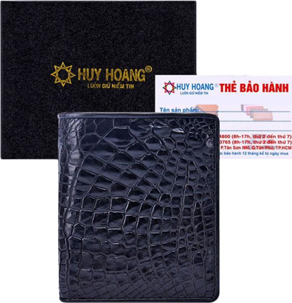 Hình ảnh Ví Nam Da Cá Sấu Kiểu Đứng Huy Hoàng HT2228 (12.5 x 10 cm) - Đen