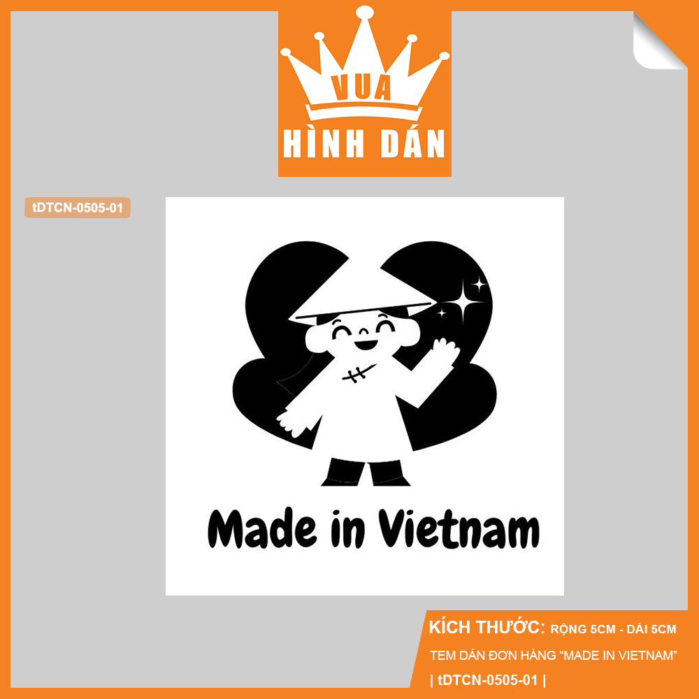 Hình ảnh Set 50/100 sticker MADE IN VIETNAM (5x5cm) tem dán túi / gói hàng dành cho shop (1.045) Vua Hình Dán
