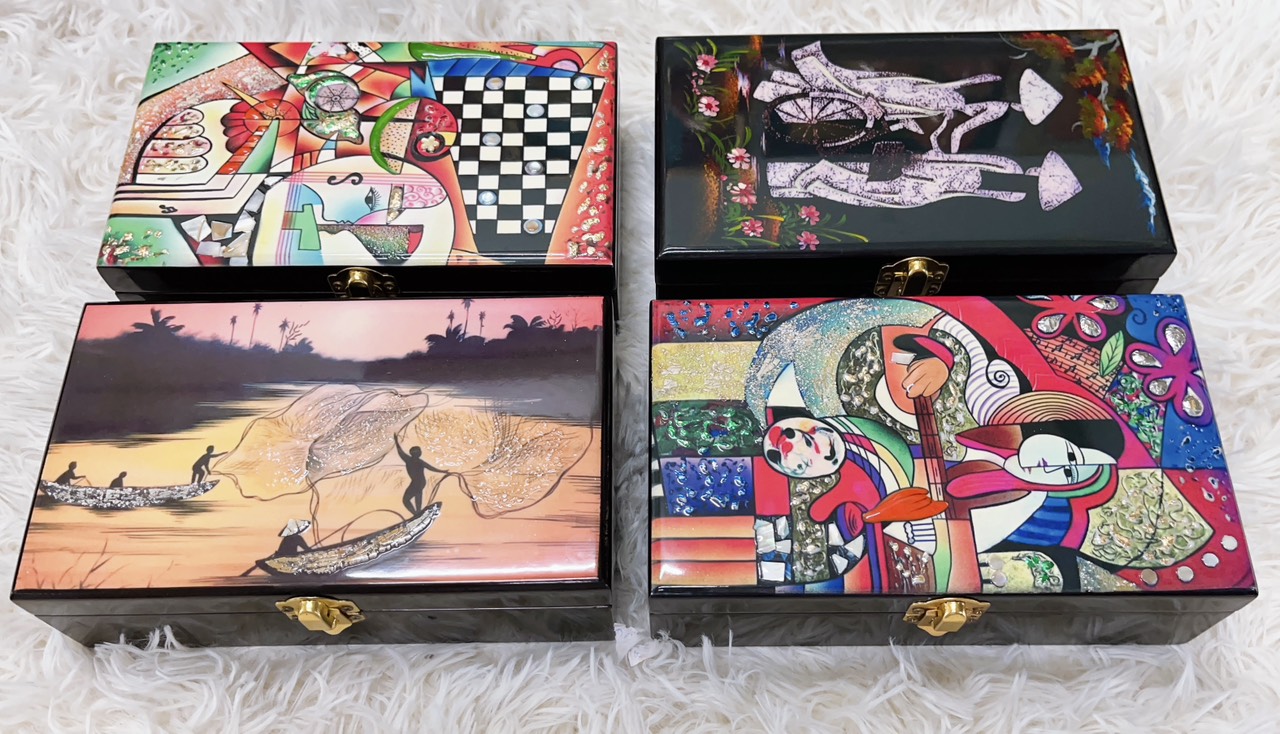 Hộp nữ trang Sơn Mài Cao Cấp 12x20x6 cm đựng đồ trang sức, vật dụng nhỏ xinh, trang trí, quà tặng ý nghĩa