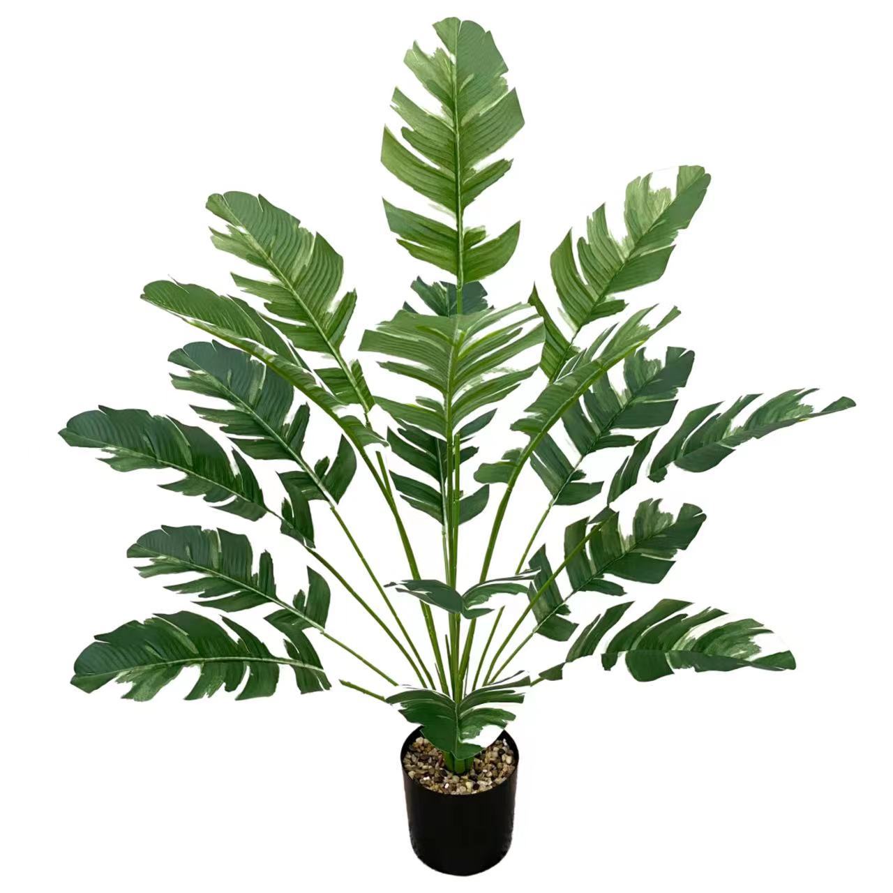 Cây giả 18 lá nhiều mẫu cao 75cm, không kèm chậu, lá bản to, thân lớn, chắc chắn, màu sắc tươi sáng