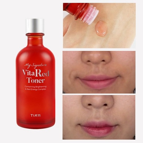 Nước cân bằng da , dưỡng trắng mờ thâm , thu nhỏ lỗ chân lông TIA'M My Signature Vita Red Toner 130ml