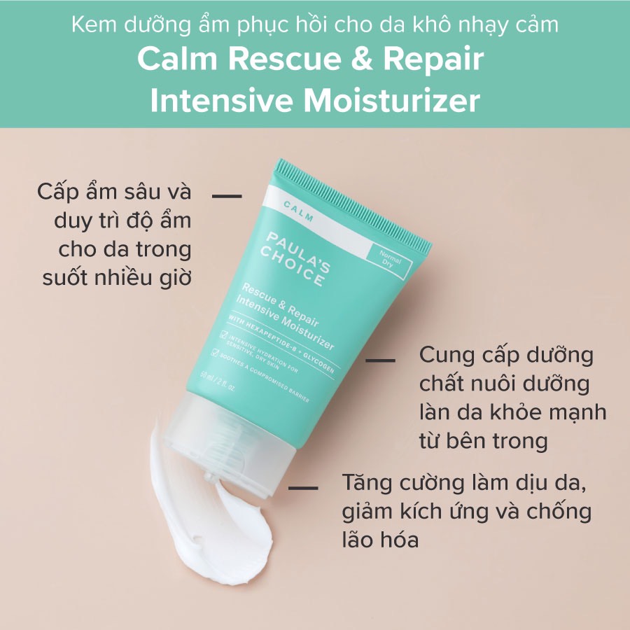 [PAULA'S CHOICE] Kem Dưỡng Ẩm Cho Da Khô Siêu Nhạy Cảm Calm Rescue &amp; Repair Intensive Moisturizer 15/60ml (Mã 9250)