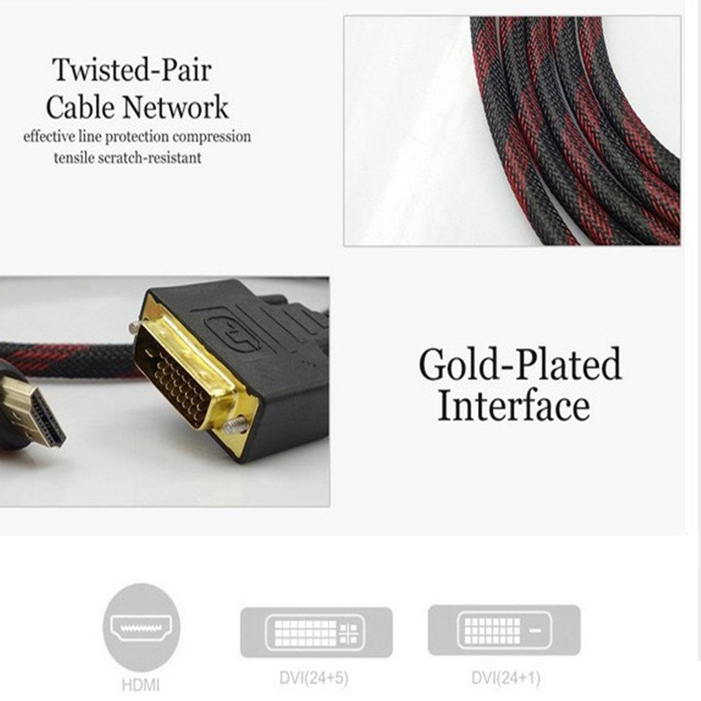 HDMI To DVI Cable Adapter HDMI Cable 1080P For LCD DVD HDTV Projector PC