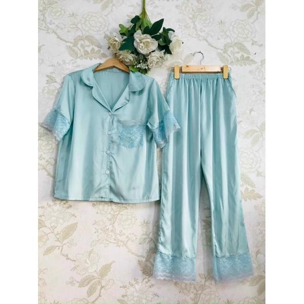 Bộ dồ nữ dài chất liệu lụa Satin hàng thiết kế