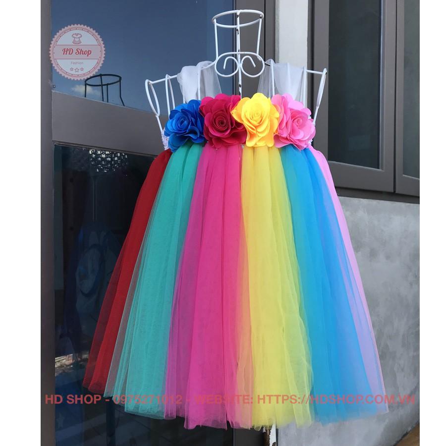 Váy dạ hội cho bé ️FREESHIP️ Váy 7 sắc quai thường cho bé gái siêu cute