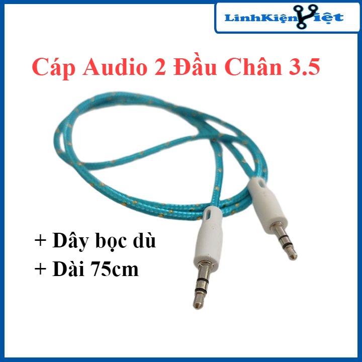 Dây cáp Audio 2 đầu 3.5mm 3 nấc AUX bọc dù, cáp chuyển đổi âm thanh bện 3.0 màu ngẫu nhiên