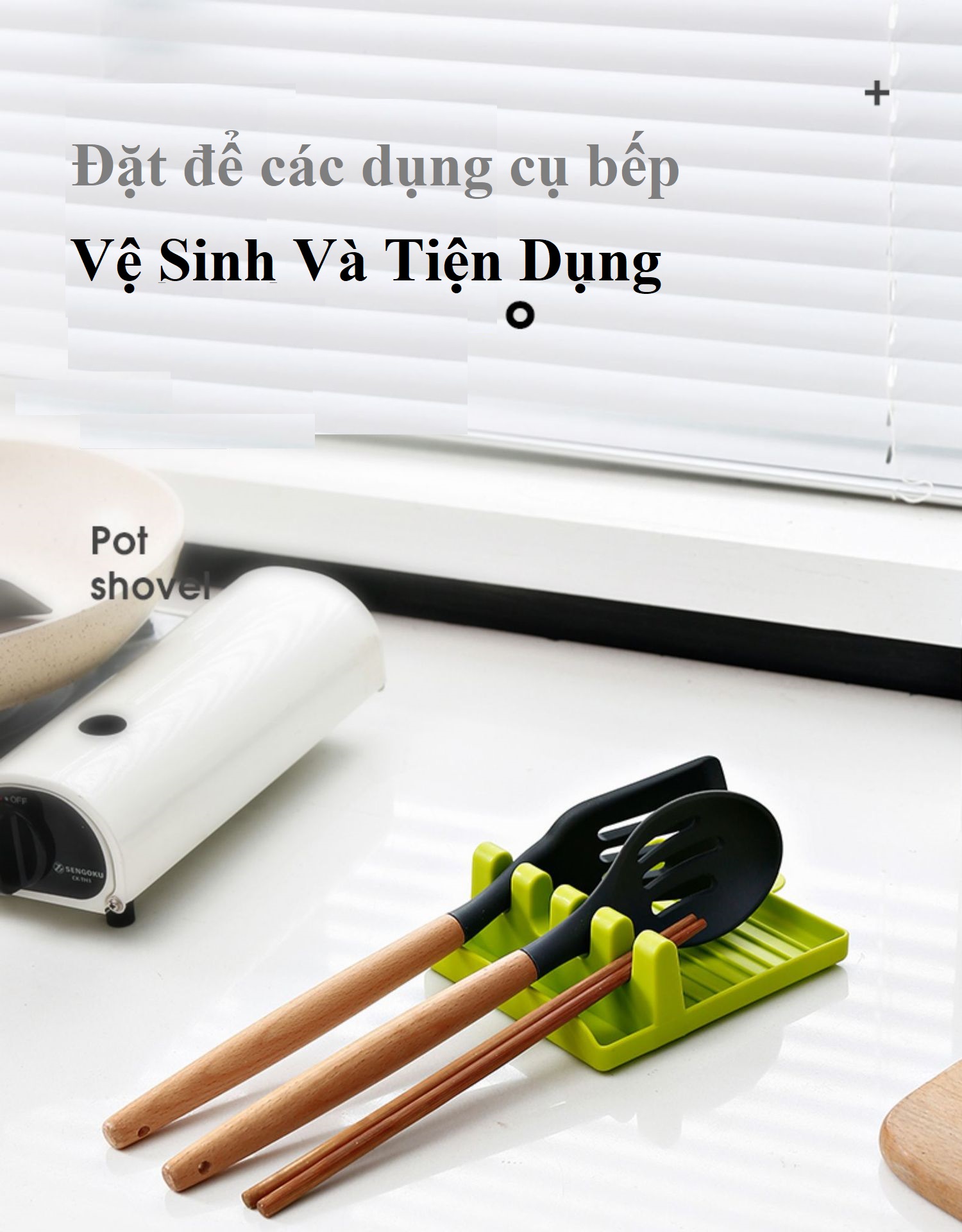 Giá đỡ nắp xoong nồi, gác muỗng múc canh ráo dầu, nước ( màu ngẫu nhiên )