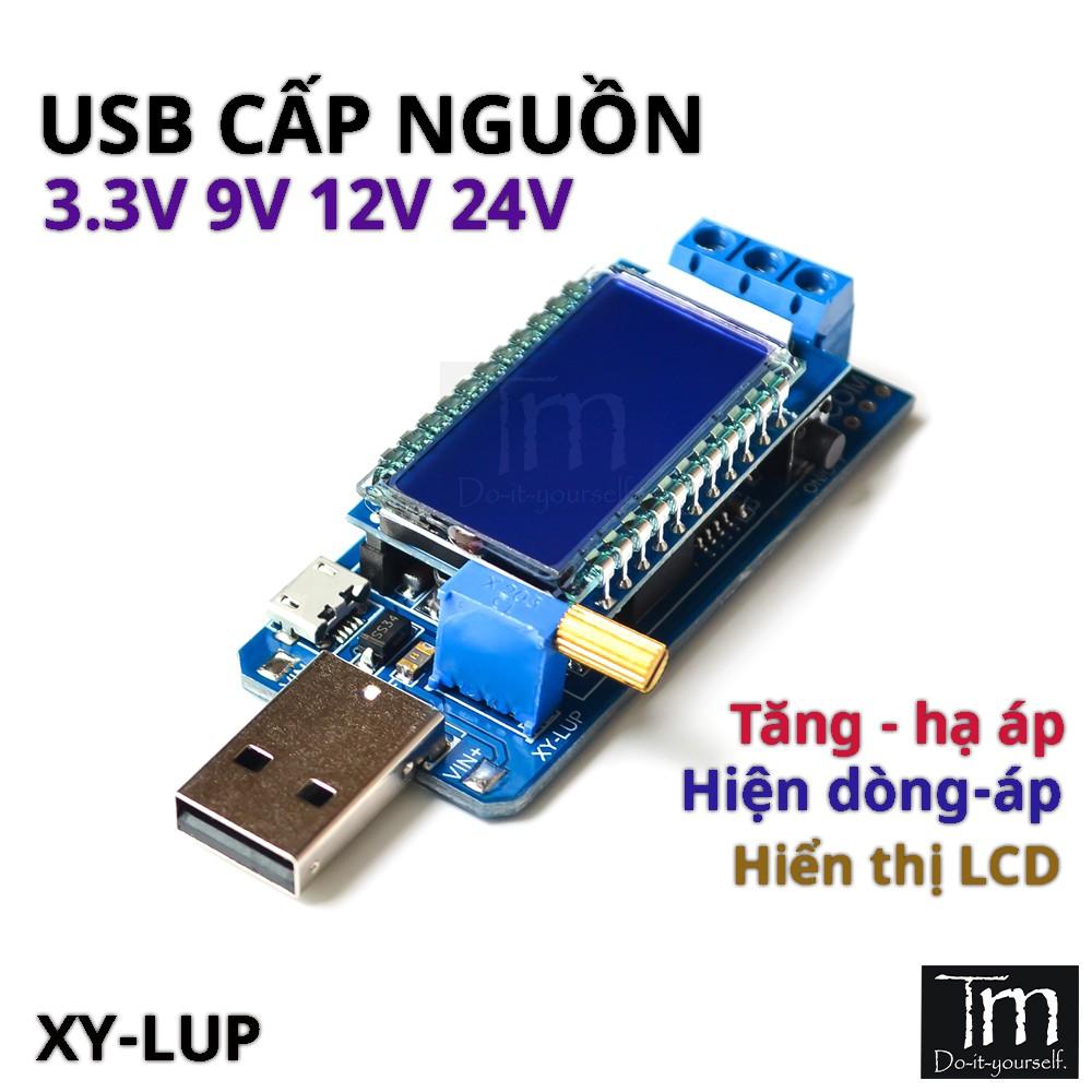 USB Cấp Nguồn Tăng Hạ Áp 1.2-24V Vào 5V2A Hiển Thị LCD