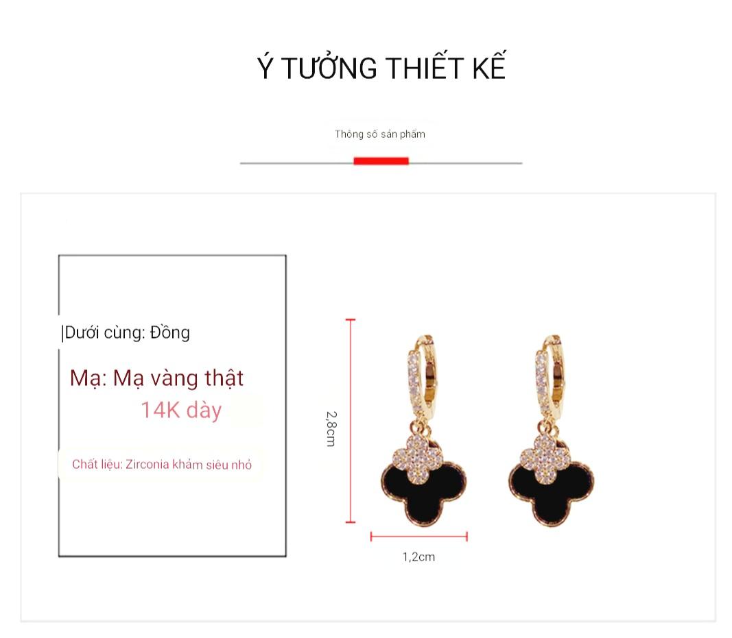Bông tai hoa cỏ bốn lá khảm thời trang
