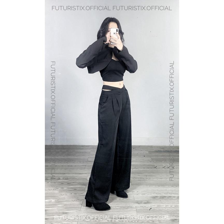 Quần Suông Ống Rộng Nữ Cutout Cạp ,Phong Cách Hàn Quốc FuturistiX Q106