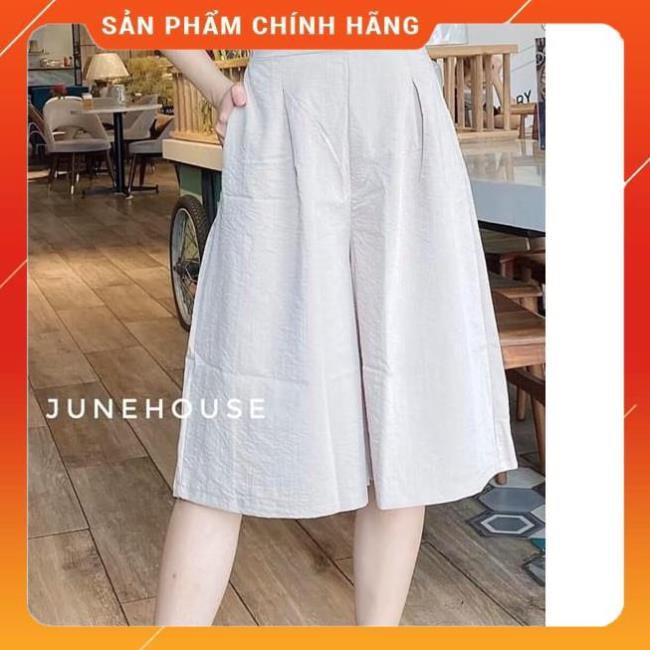 Quần ống rộng giả váy lửng chất đũi