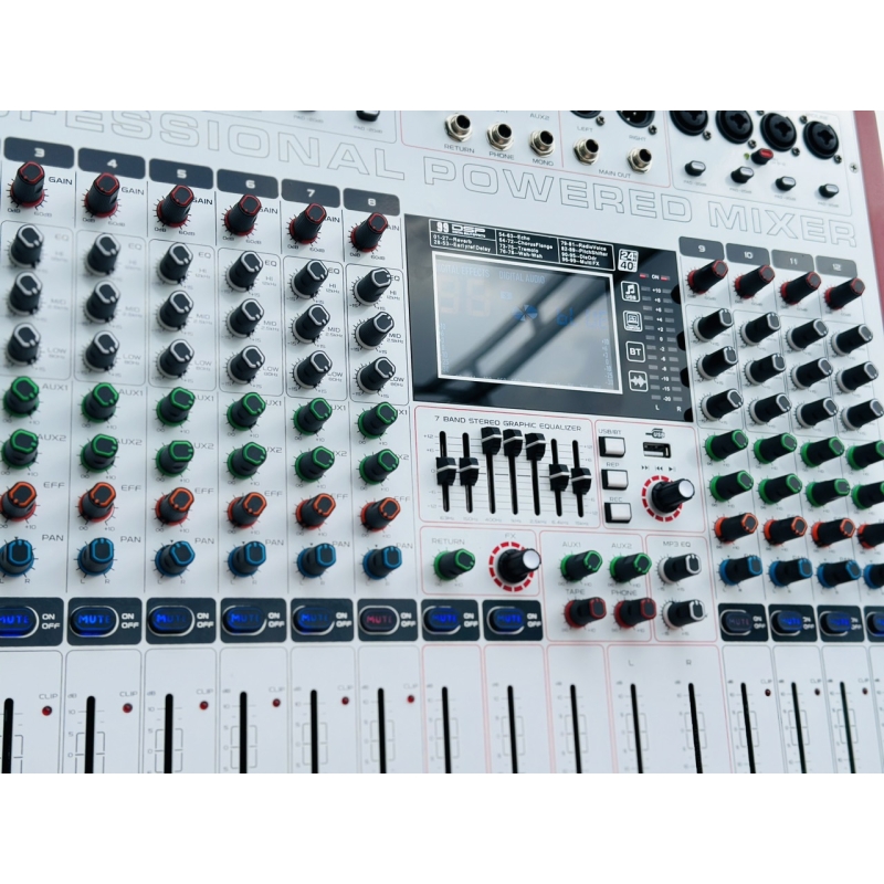 Mixer Cao Cấp Liên Công Suất MTMAX F25Pro 12 Đường Line Công Suất 950W + 950W 7 Band Equalizer Mượt Mà 99 Hiệu Ứng Chuyên Nghiệp DSP Bluetooth 5.0 Nguồn Điện Phantom + 48V Chất Lượng Cao  . Hàng chính hãng