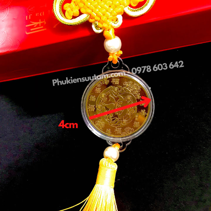 Dây Treo Xu Tỳ Hưu Mạ Vàng In Màu, kích thước: 33cmx4.5cm, màu vàng - SP005940