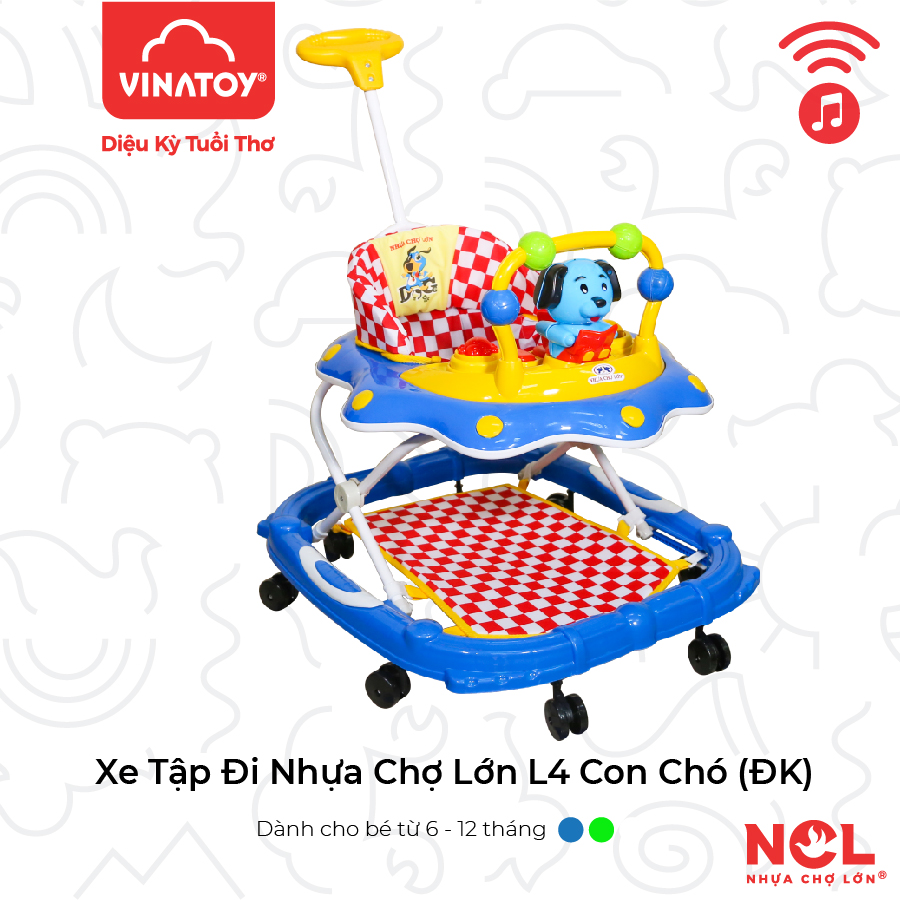 Xe Tập Đi Nhựa Chợ Lớn L4 Con Chó ĐK (Có nhạc) - Dành Cho Bé Từ 6 - 12 Tháng - M1639B-XTĐ - Giao màu ngẫu nhiên