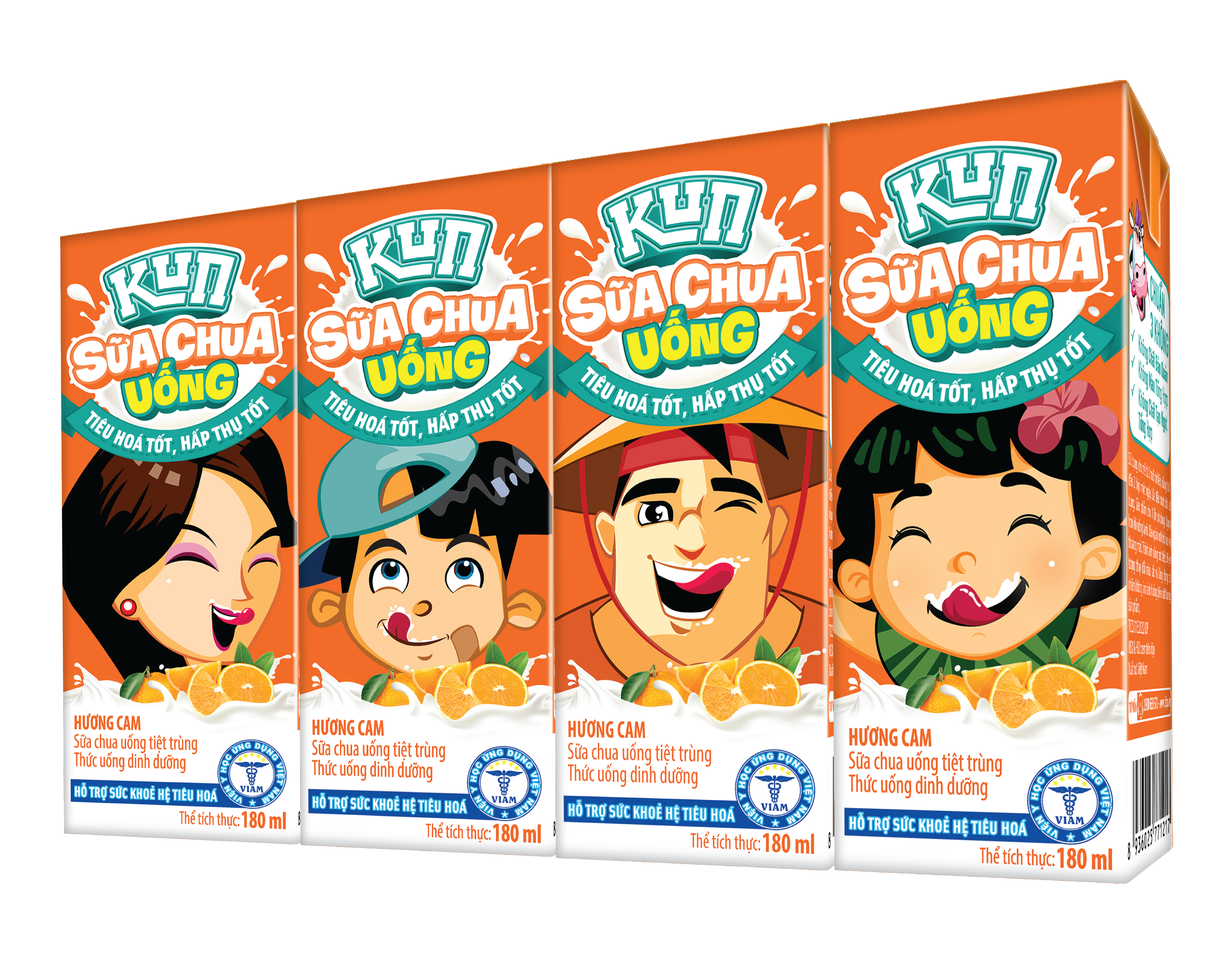 Kun sữa chua uống hương cam thùng 48 hộp x 180ml