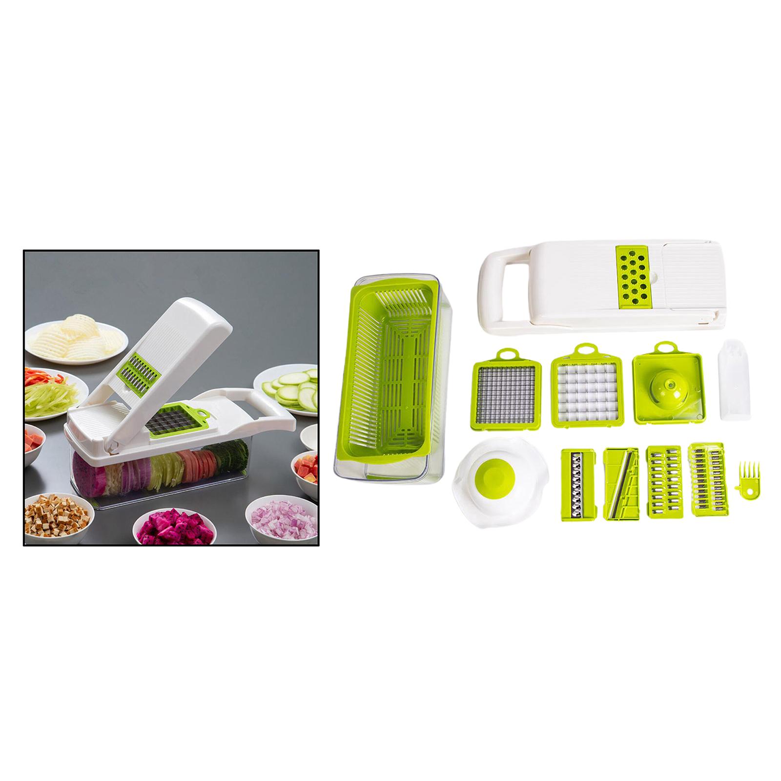 8 in 1 Vegetable Chopper for Salad Potato Food Chopper Kitchen Gadgets green