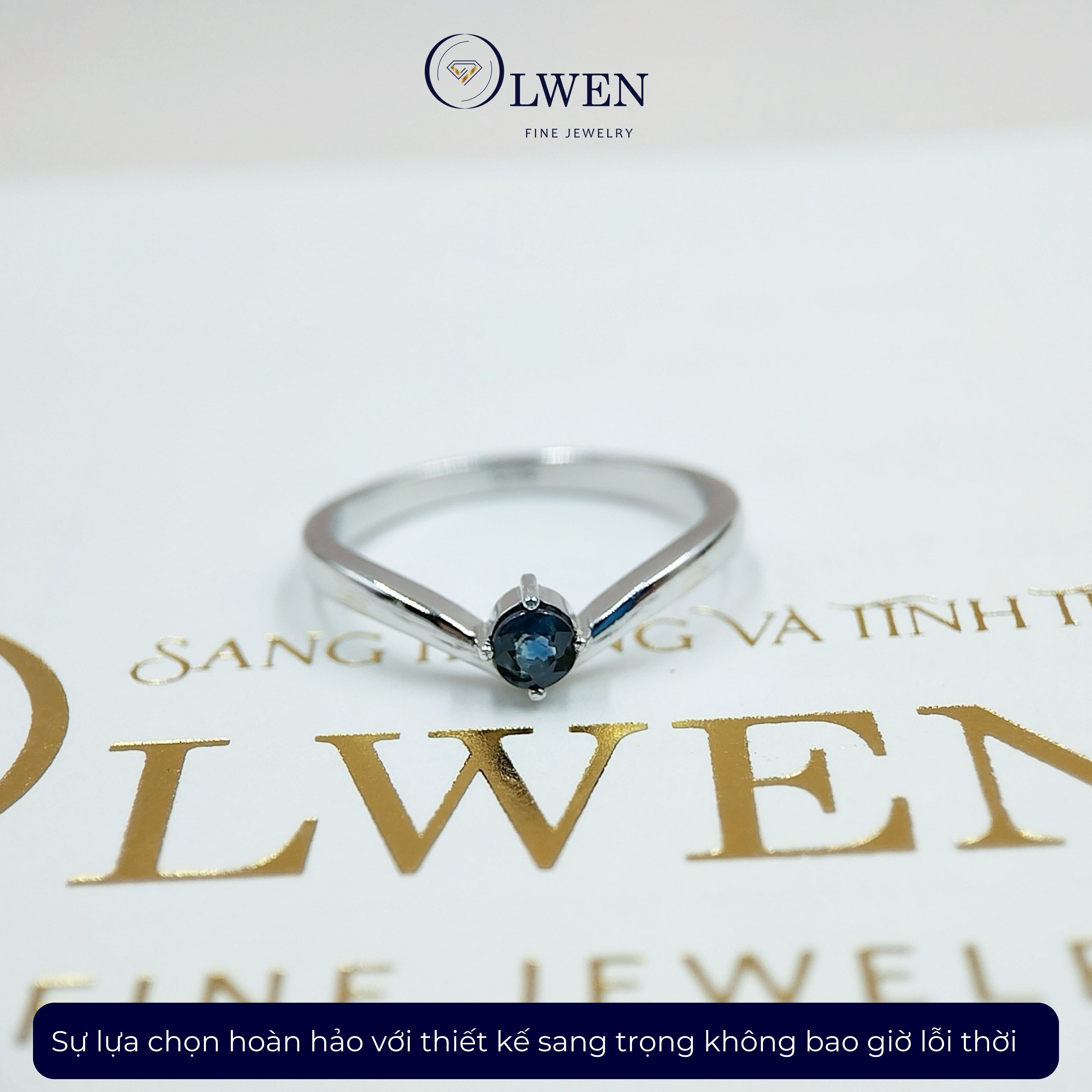 Nhẫn Sapphire Xanh 14K HK Olwen HA-R000052