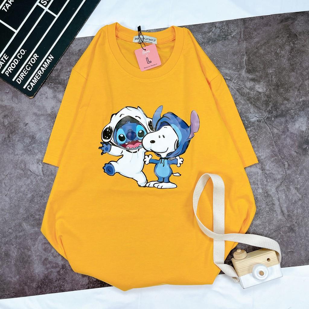 - Áo thun tay ngắn Be Yourself unisex size M L XL - Stitch và Snoopy