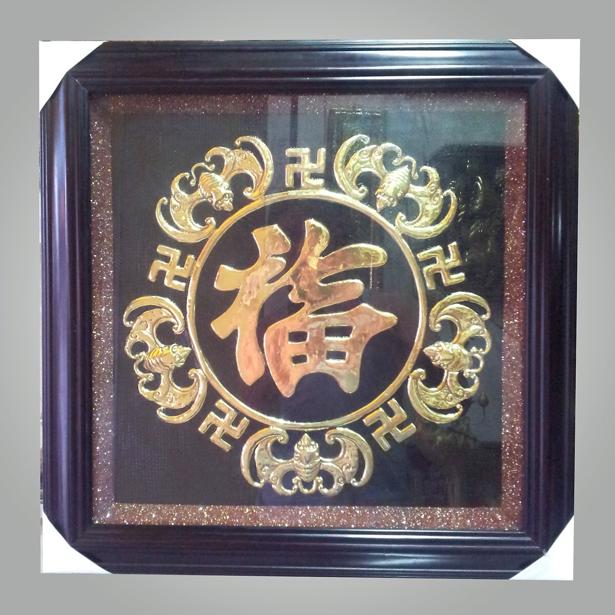 Chữ Phúc phong thủy,Ngũ Phúc Lâm Môn, Phúc Dơi, đồng liền kt 60cmx60cm