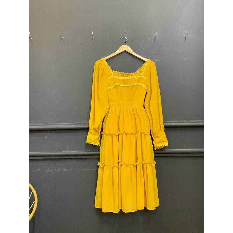 Đầm Xòe Cổ Vuông Tầng Tay Phồng Lụa Phối Ren CUN070 Cho Nữ Đi Tiệc Đi Chơi Siêu Trẻ Trung Và Sang Chảnh