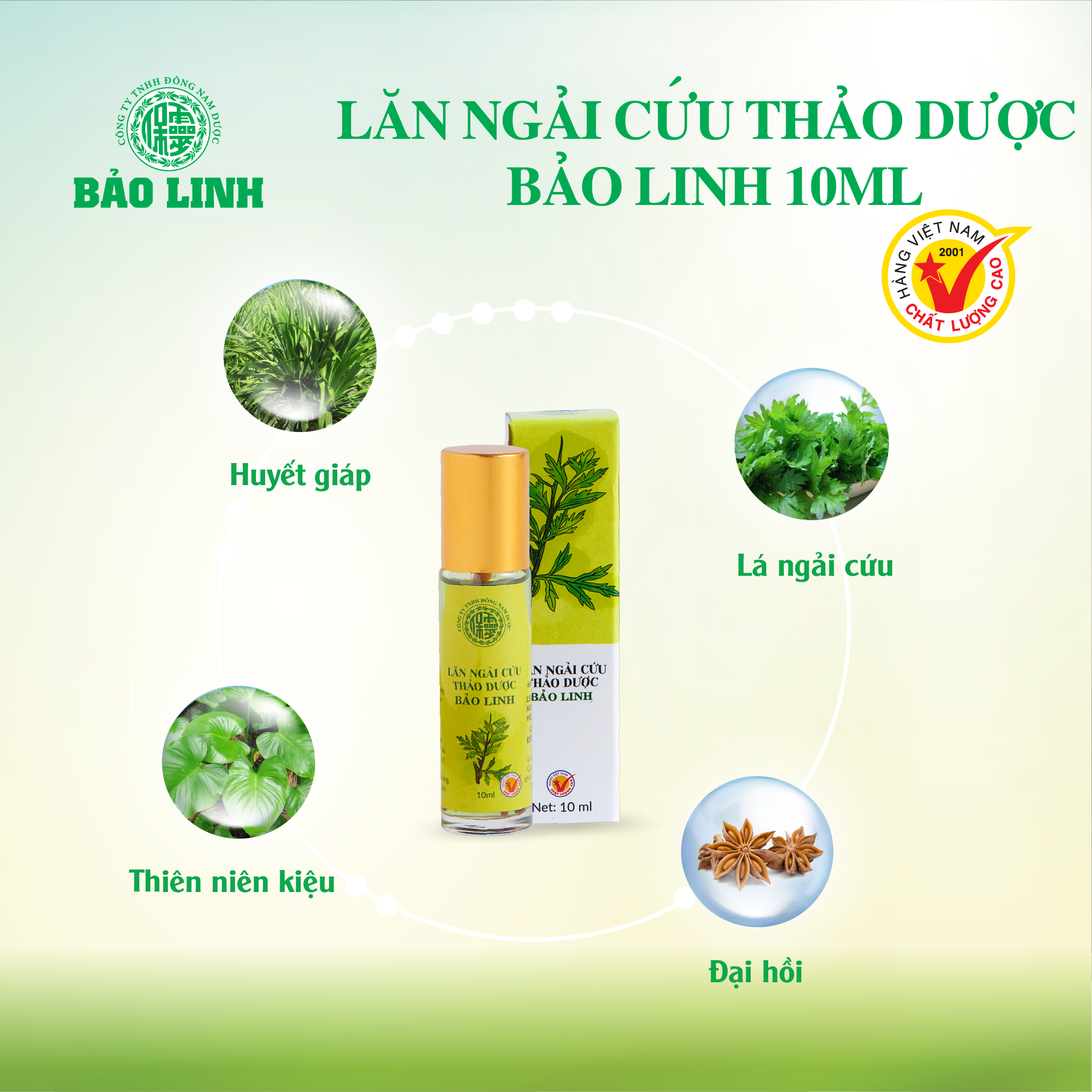 Combo 3 chai Dầu Lăn Ngải Cứu Thảo Dược Bảo Linh 10ml