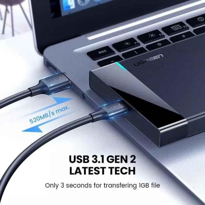 Ugreen UG60735US221TK USB typec 3.1 gen2 ra 2.5inch 6G hộp đựng ổ cứng kèm 1 sợi cáp 2 trong 1 Type C ra A + C - HÀNG CHÍNH HÃNG