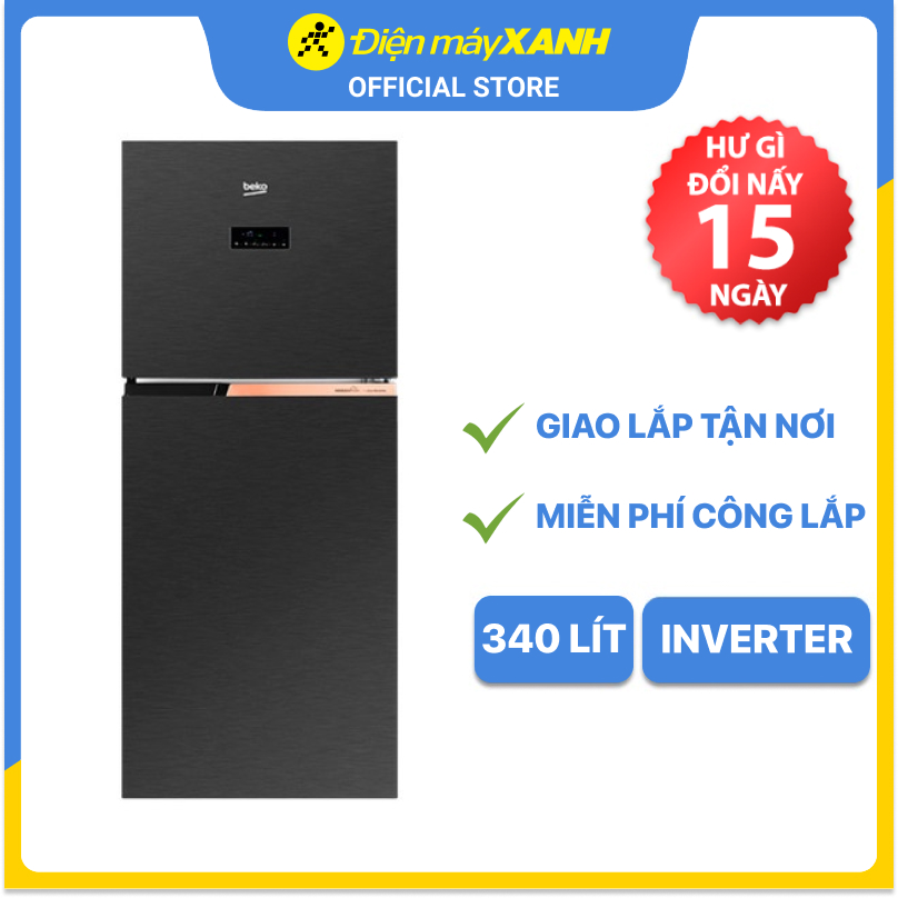 Tủ lạnh Beko Inverter 340 lít RDNT371E50VZK - Hàng chính hãng - Giao toàn quốc